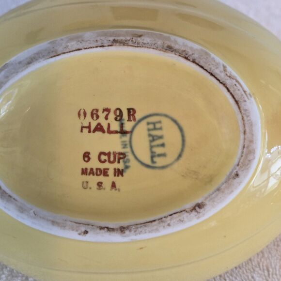 1940s Vintage Hall Genie Style China Yellow Teapot Some Cracks - Picture 9 of 10